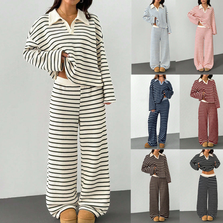 Adalynn v neck knit top and palazzo pants set