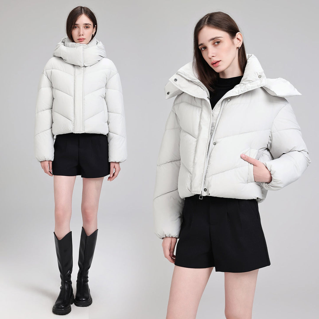 Faye cropped puffer jacket with removable hood – image 9