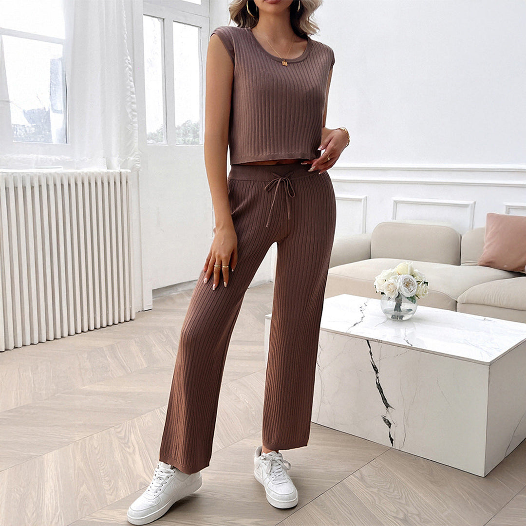 Amaya cropped knit top and wide leg pants set – image 6
