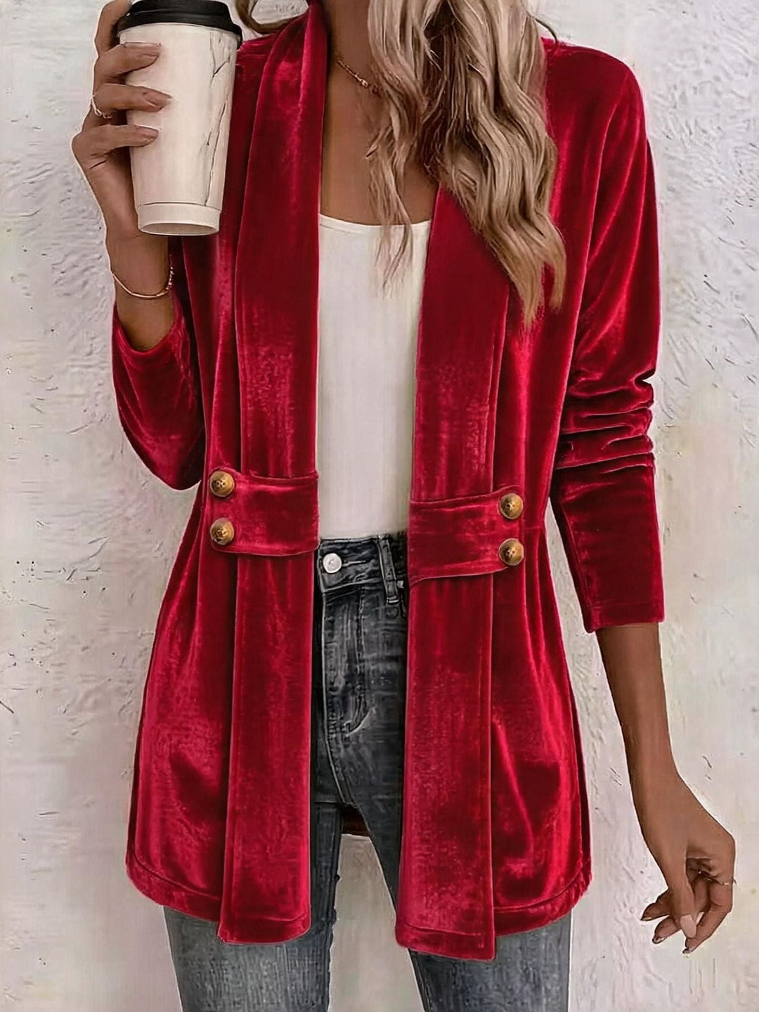 Iona longline velvet blazer with shawl collar – image 12