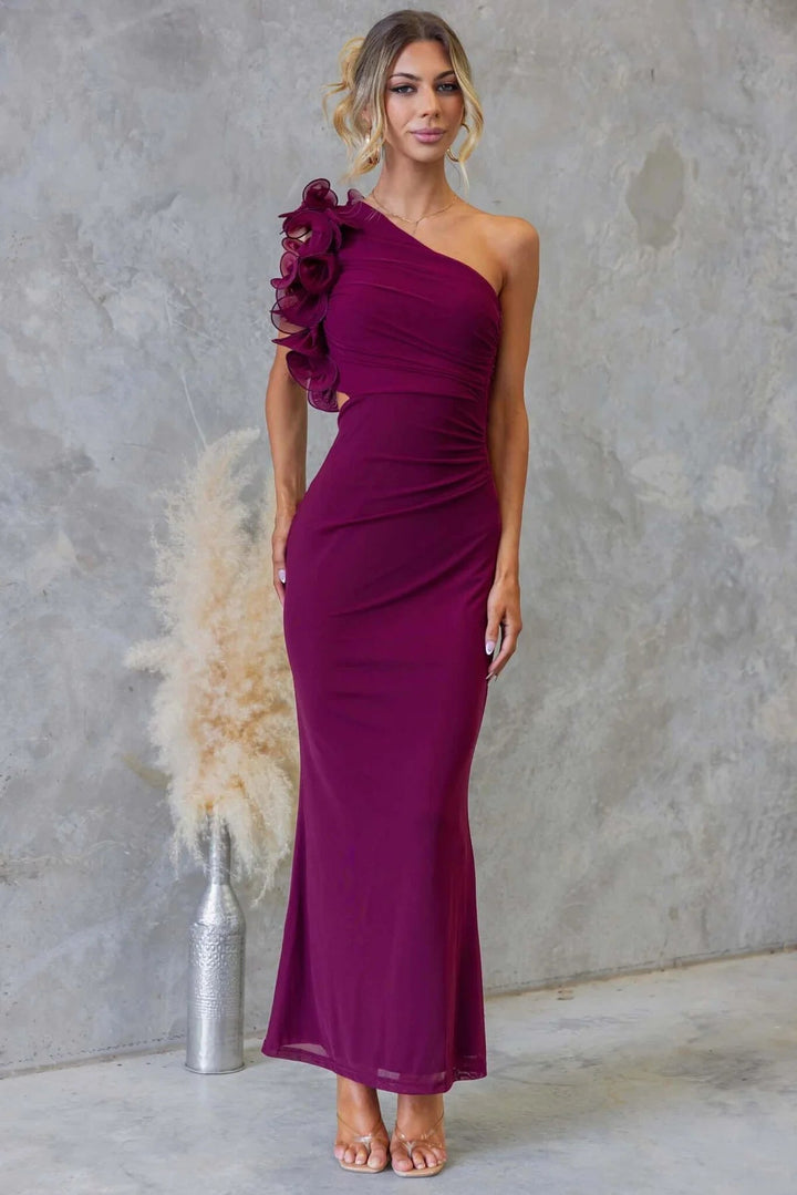 Belle one shoulder ruffle maxi dress – image 5