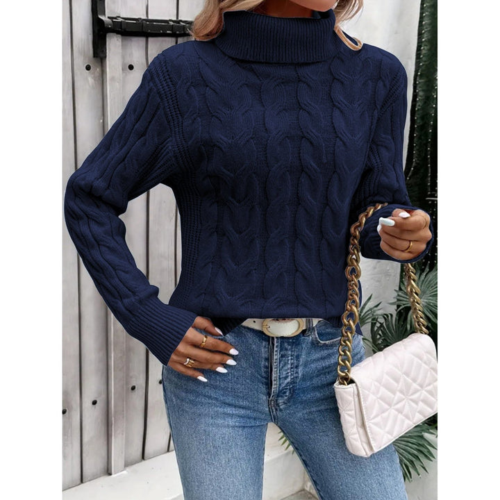 Jordyn relaxed cable knit turtleneck sweater – image 5