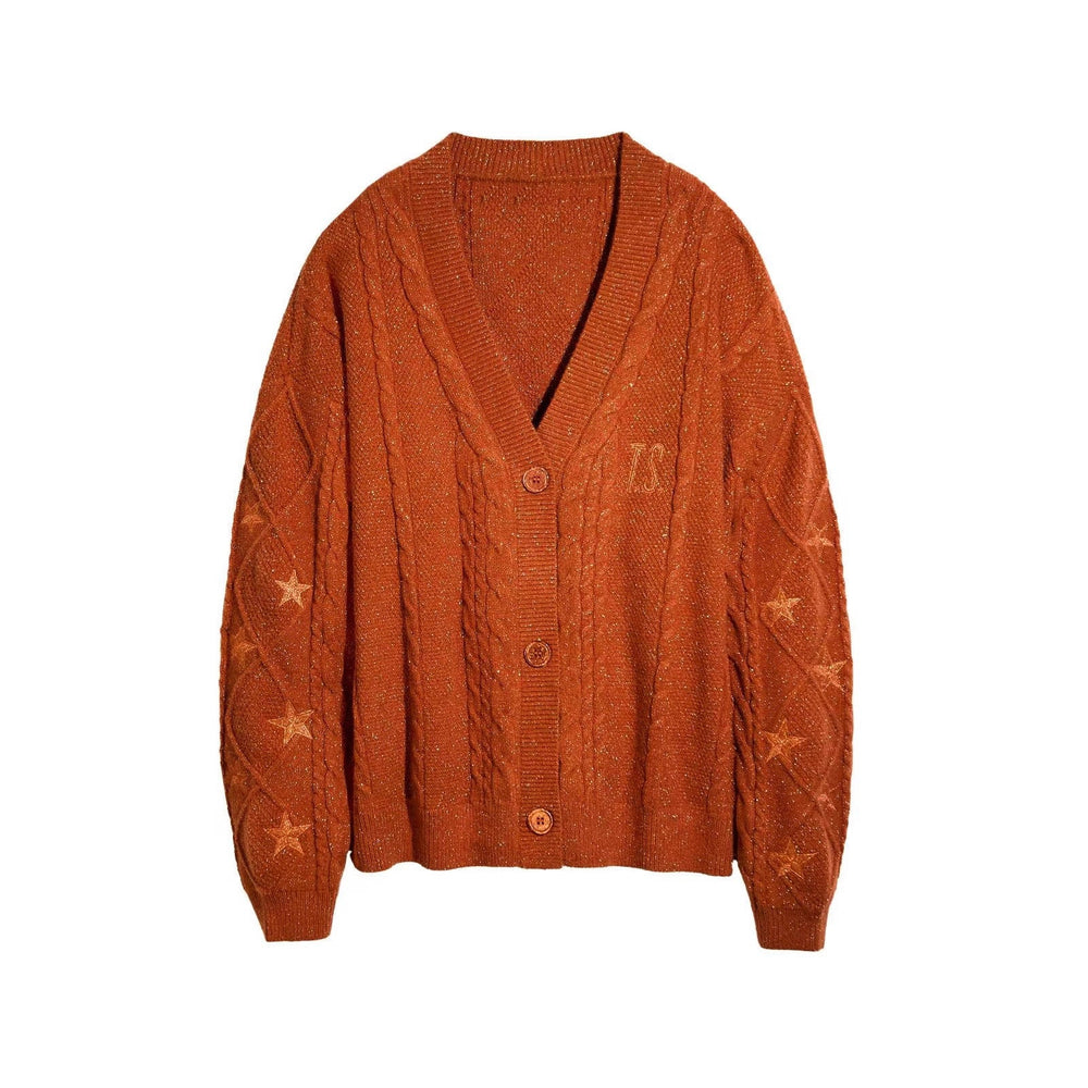Esme star embroidered cable knit cardigan