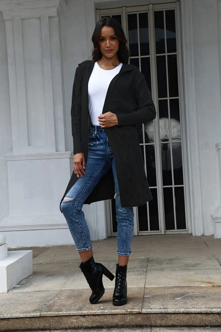 Addie hooded cable knit long coat – image 8