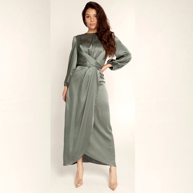 Palmer long sleeve satin wrap maxi dress – image 2