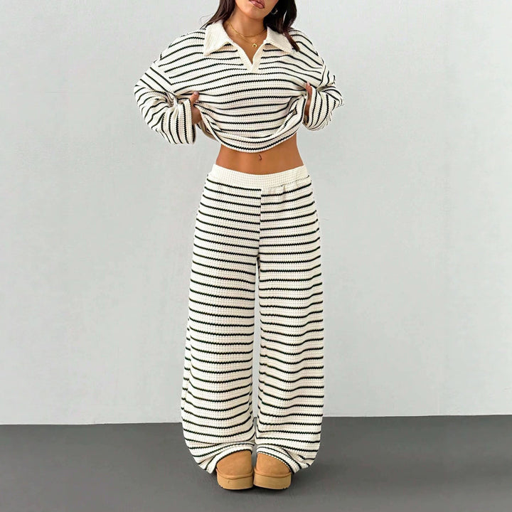 Adalynn v neck knit top and palazzo pants set – image 2