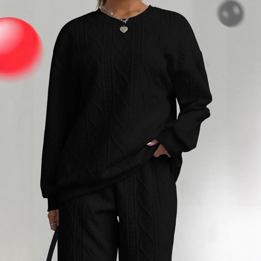 Alaina cable knit sweater and wide leg pants set – image 2