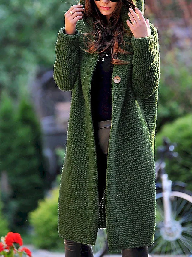 Angelica oversized hooded knit coat with button placket – image 8