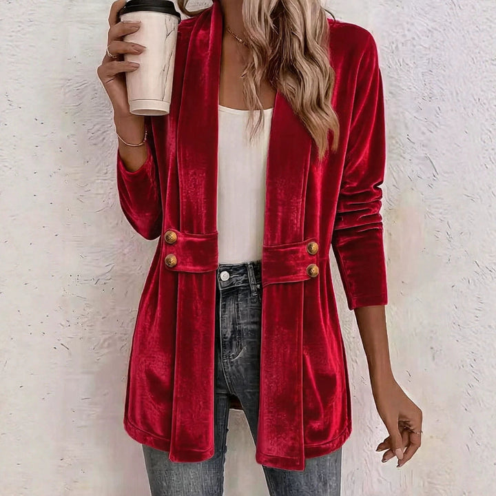 Iona longline velvet blazer with shawl collar – image 4