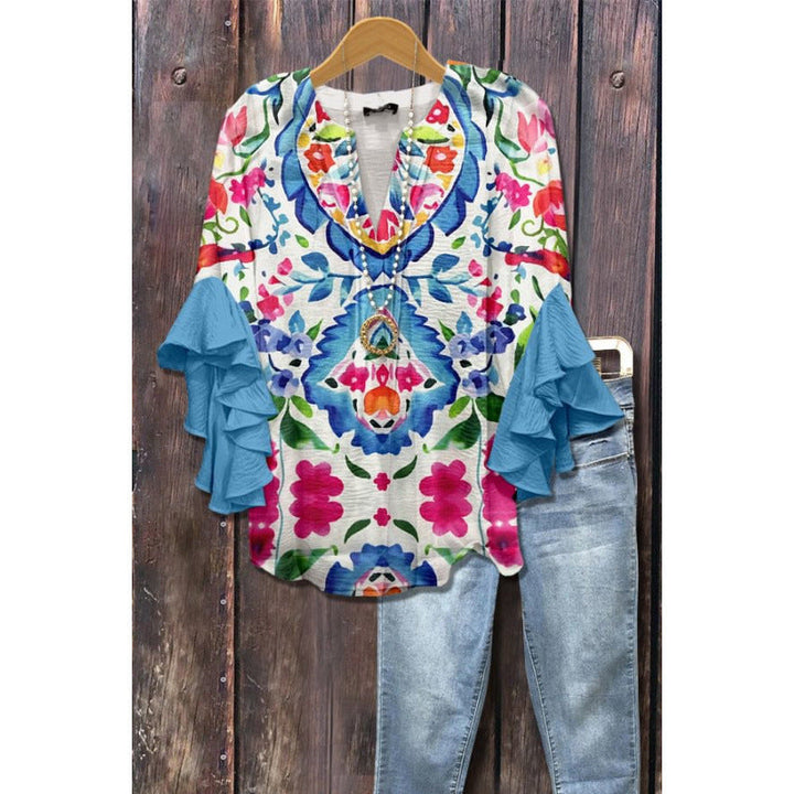 Cecilia ruffle sleeve V neck blouse – image 21