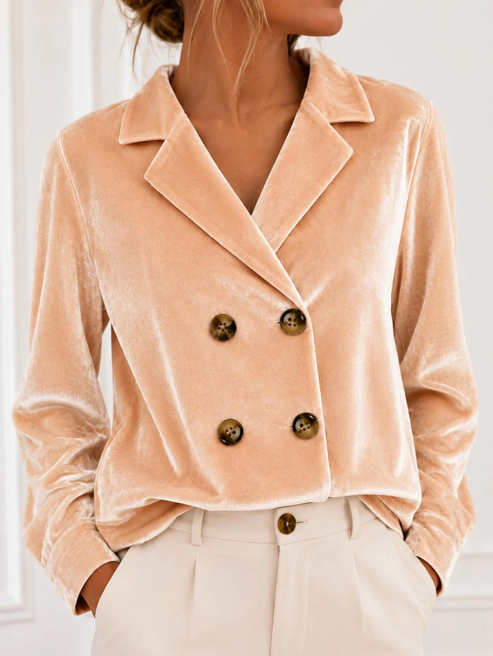 Rhea cropped double breasted velvet blazer – image 8