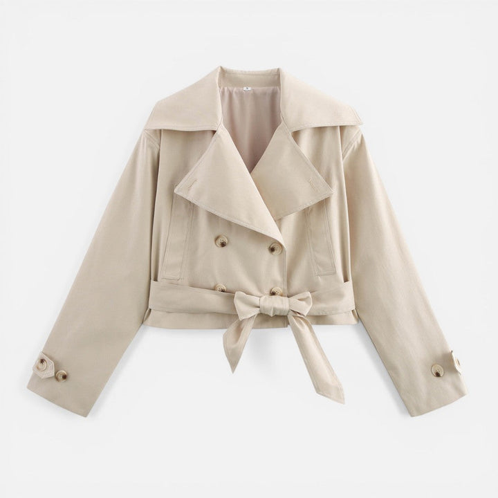 Hattie short trench coat with bow belt – image 2