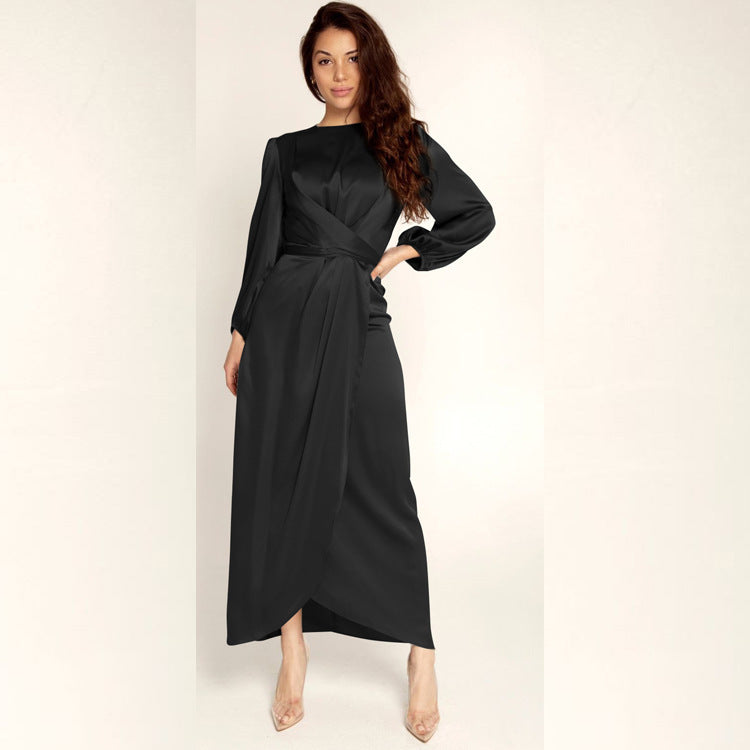 Palmer long sleeve satin wrap maxi dress – image 4