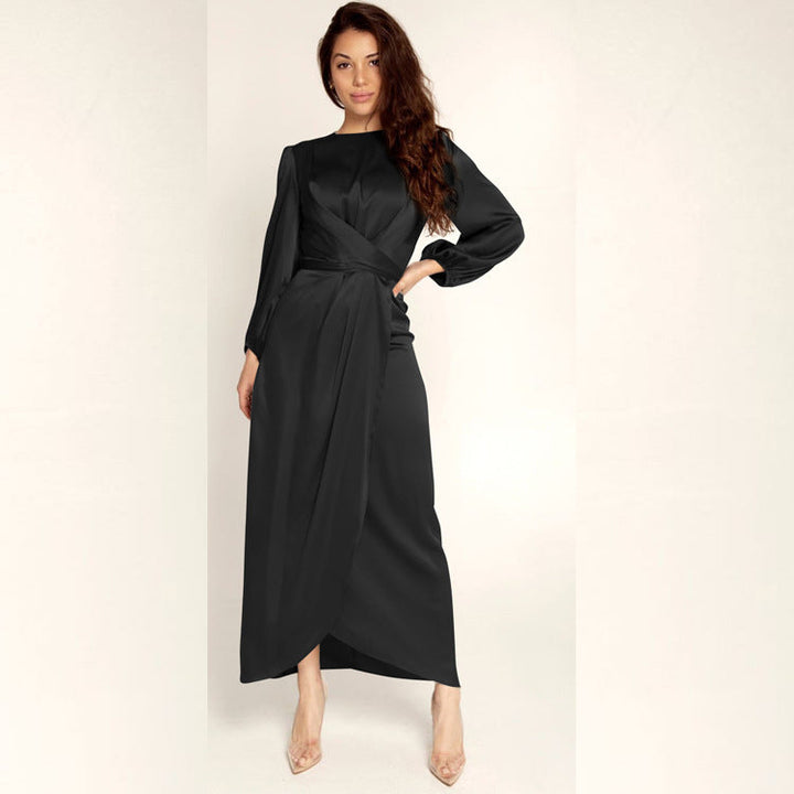 Palmer long sleeve satin wrap maxi dress – image 4