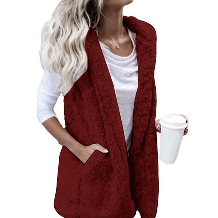 Callie sherpa fleece vest with shawl collar – image 4