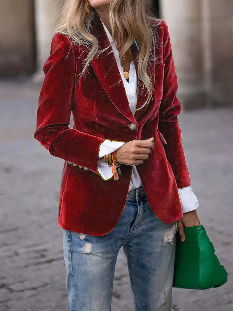 Laila fitted velvet blazer jacket – image 16