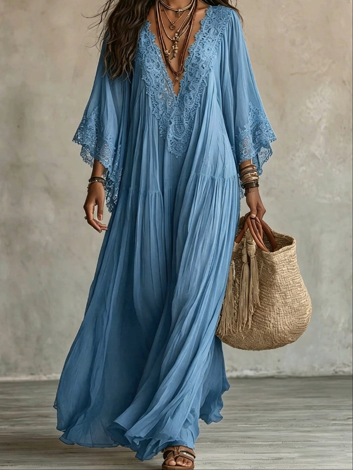 Brielle lace trim V neck maxi dress – image 6