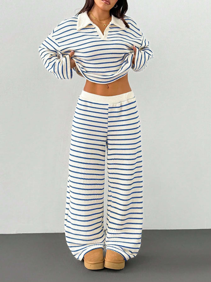 Adalynn v neck knit top and palazzo pants set – image 9