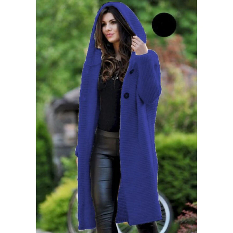 Angelica oversized hooded knit coat with button placket – image 4