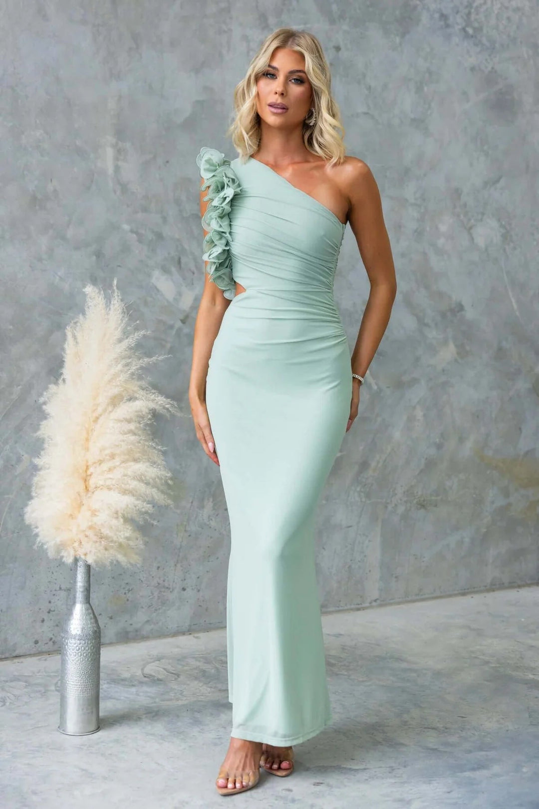Belle one shoulder ruffle maxi dress – image 13