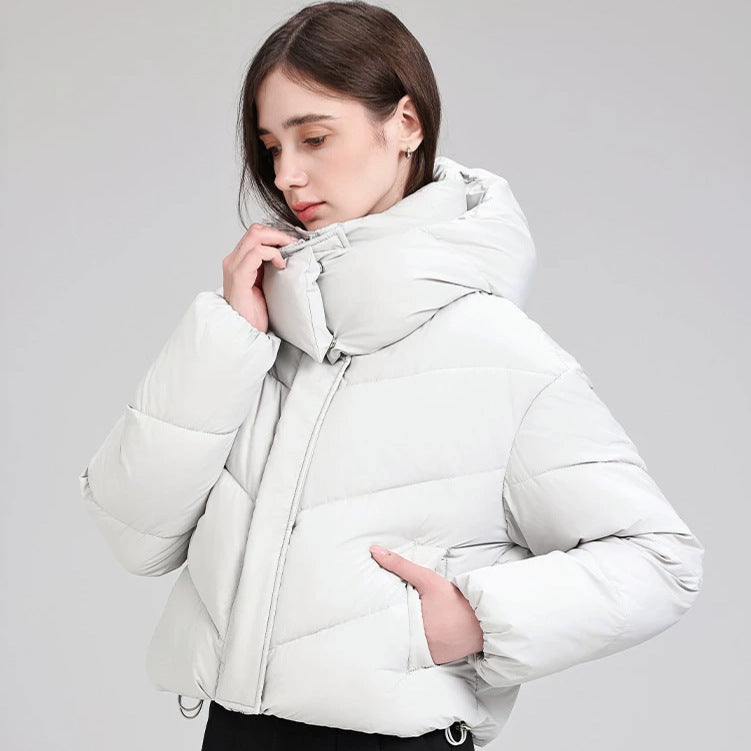 Faye cropped puffer jacket with removable hood – image 3