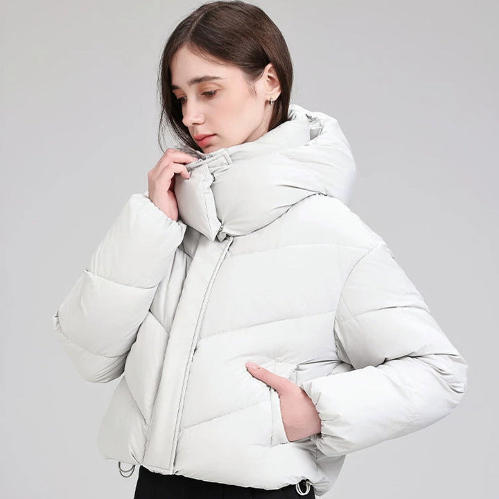 Faye cropped puffer jacket with removable hood – image 3