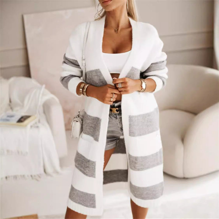 Eliana striped oversized knit coat