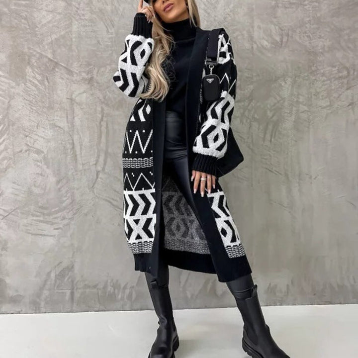 Kensley geometric pattern knit coat – image 3