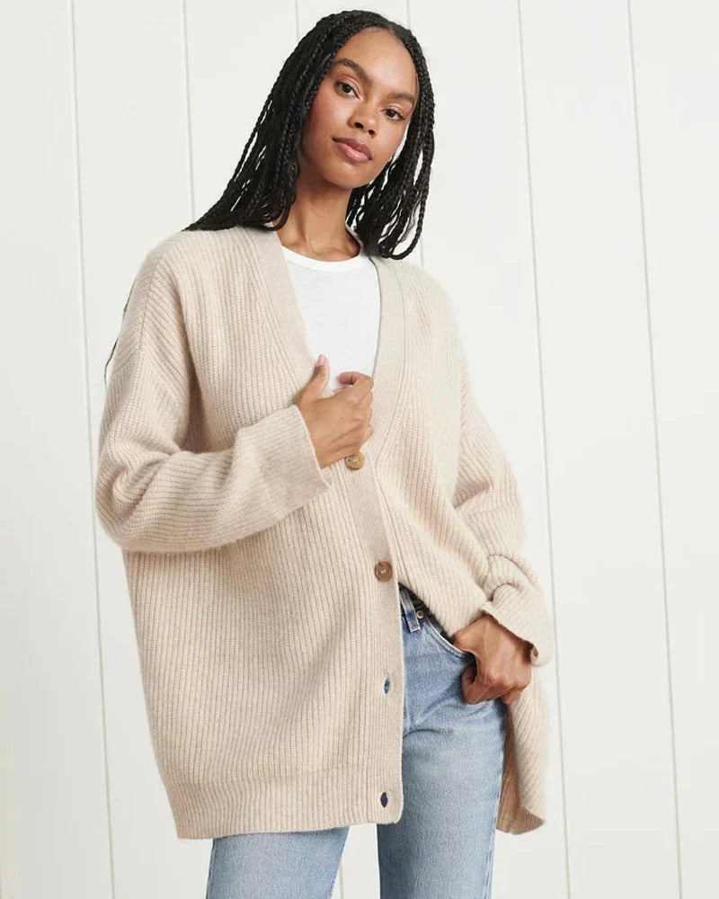 Brooklyn ribbed V neck button cardigan – image 5