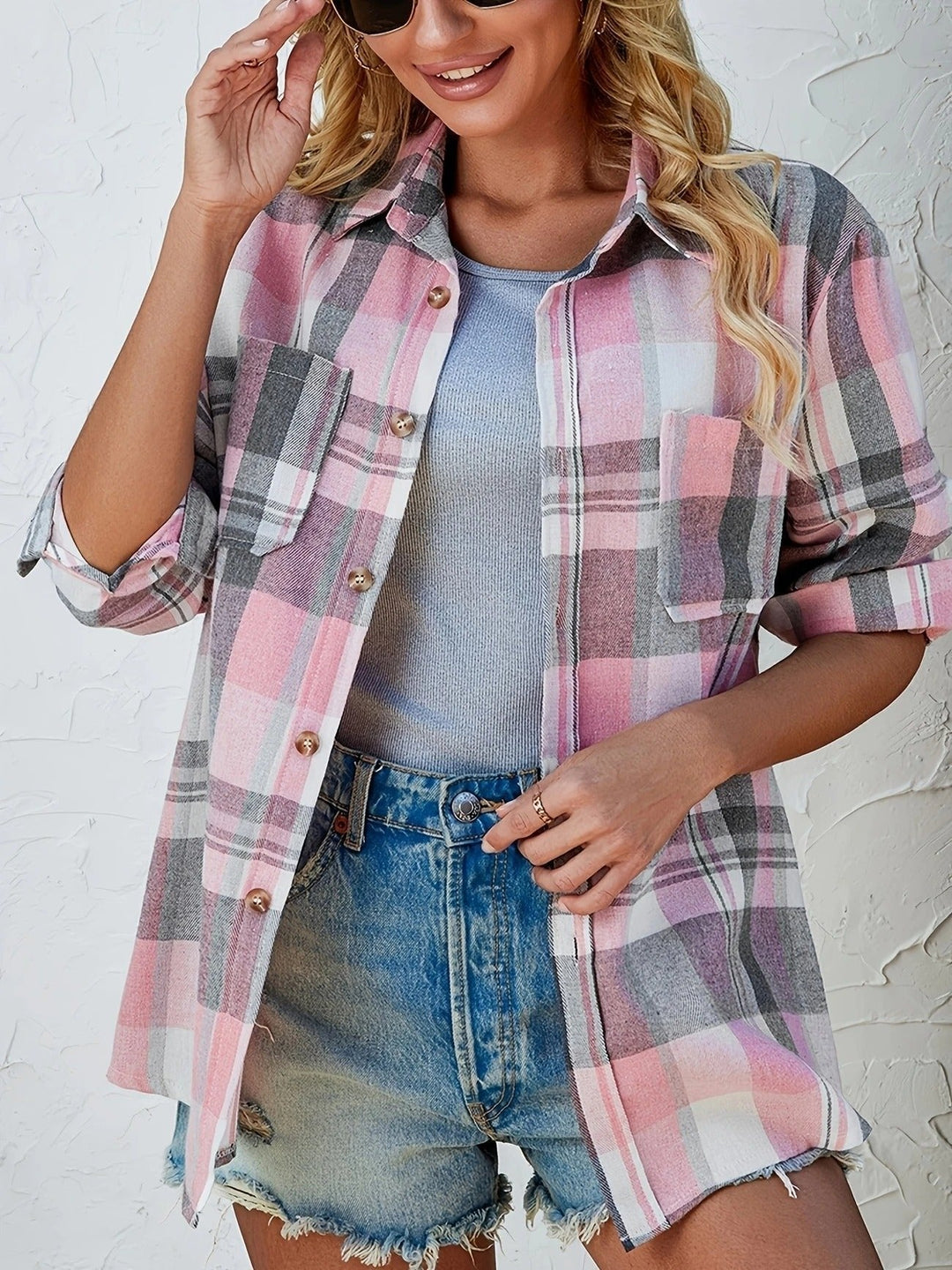 Josie oversized plaid flannel shacket – image 2