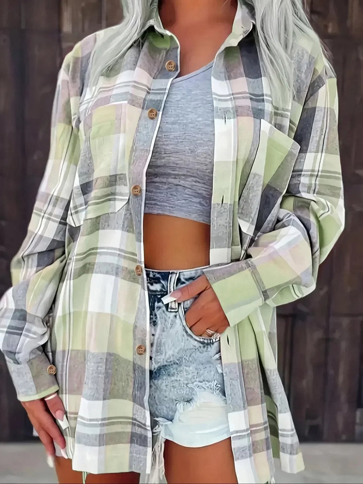 Josie oversized plaid flannel shacket – image 7
