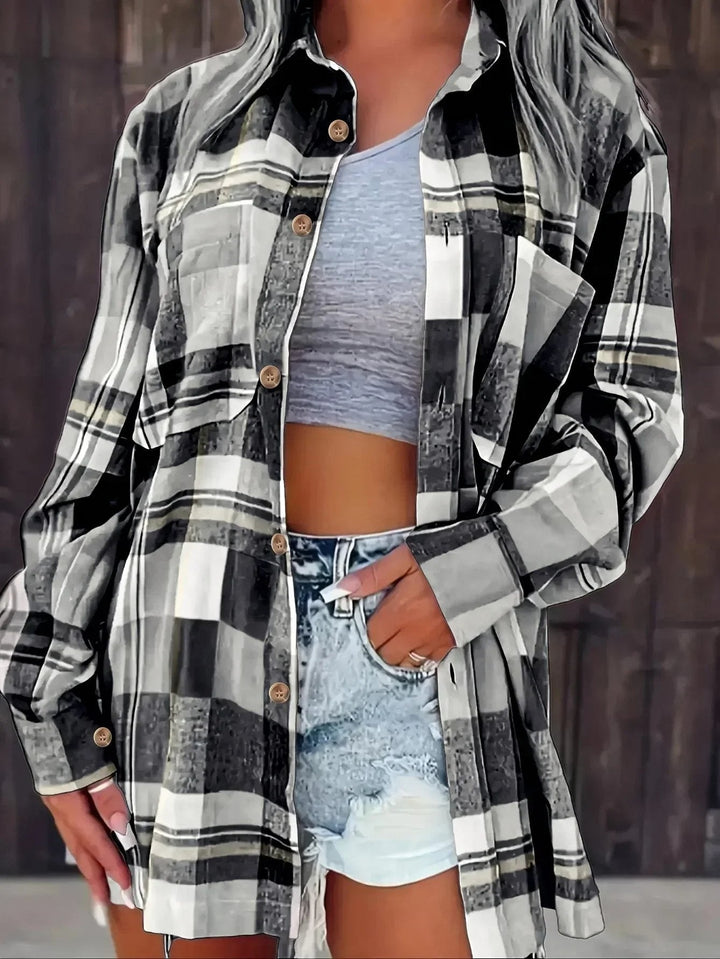 Josie oversized plaid flannel shacket – image 9