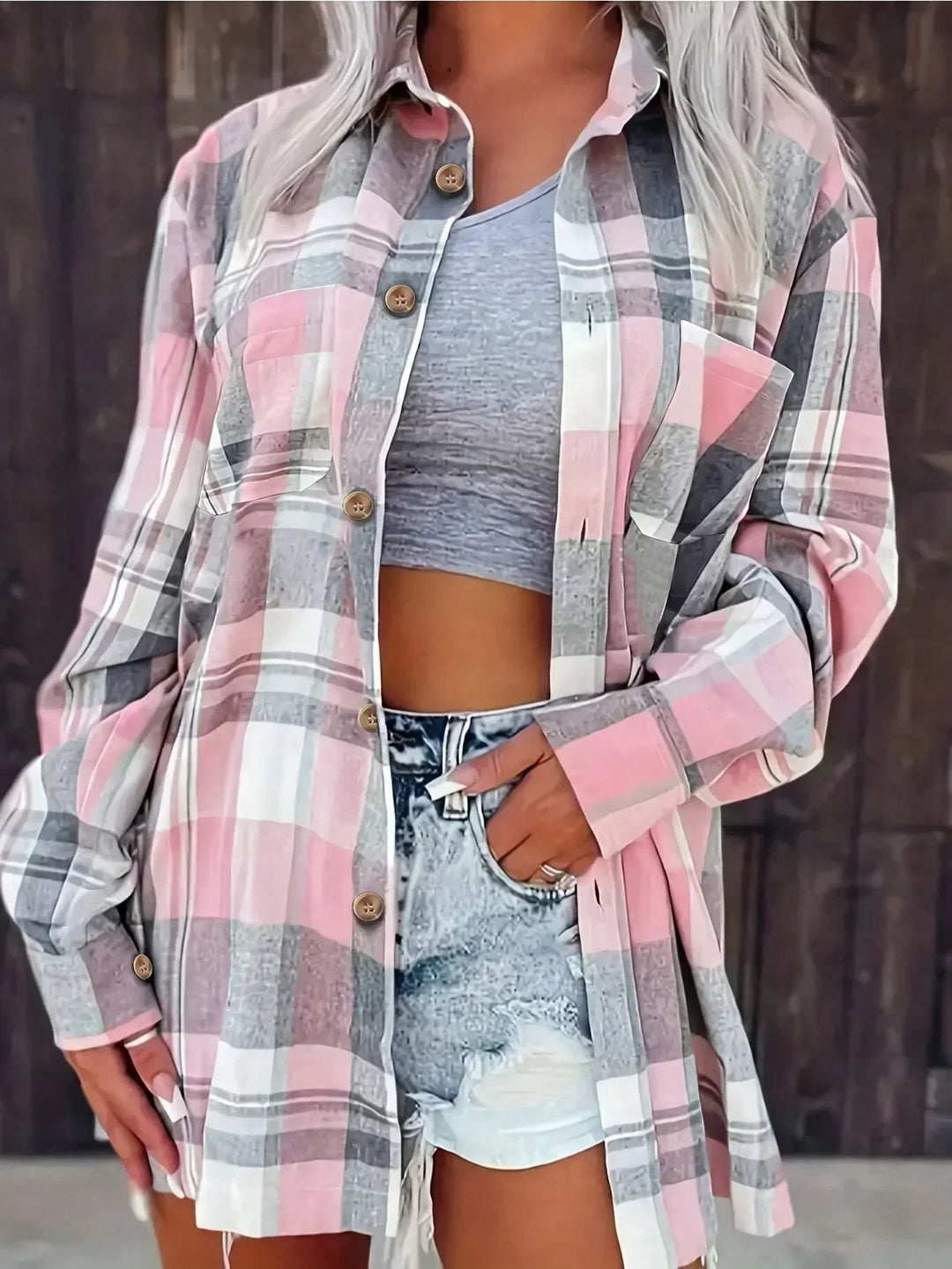 Josie oversized plaid flannel shacket