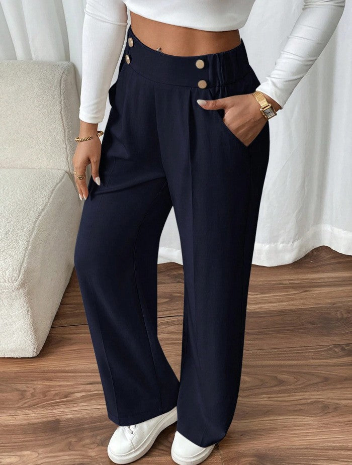 Delia button waist wide leg pants – image 17