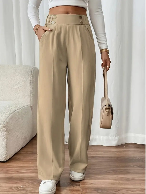 Delia button waist wide leg pants – image 12