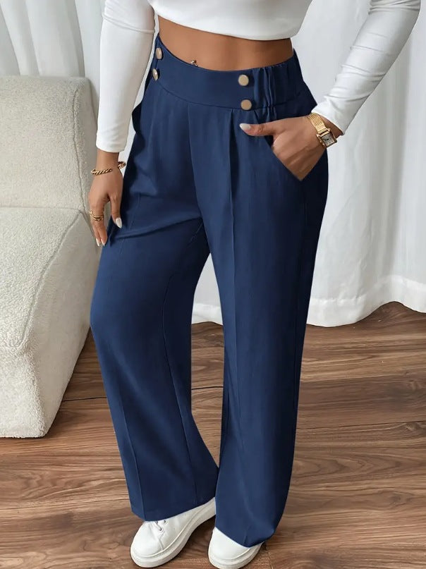 Delia button waist wide leg pants – image 18