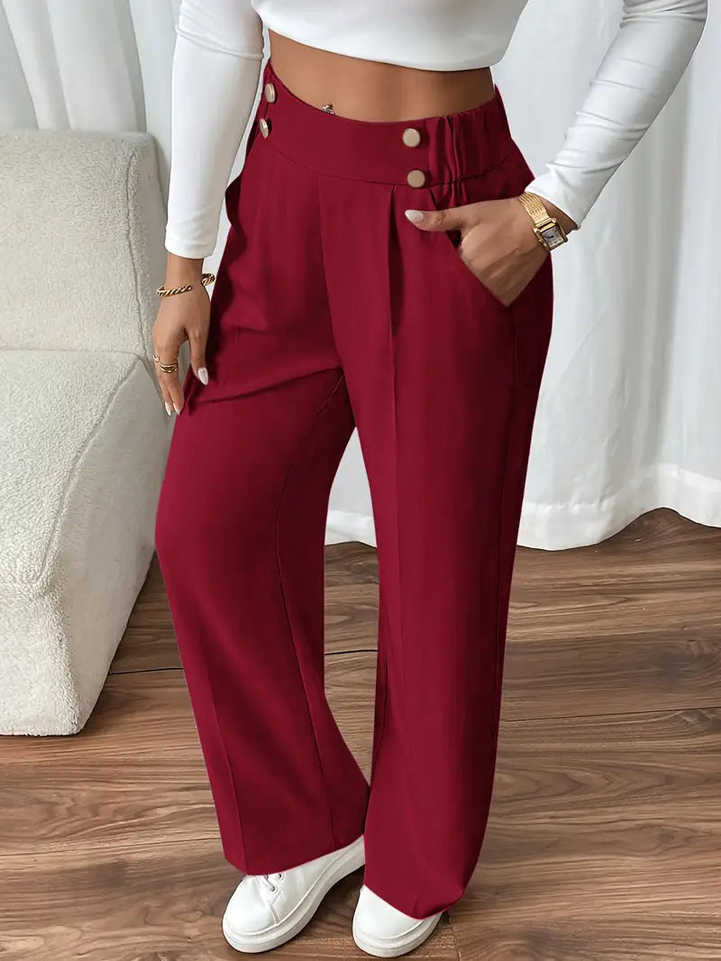 Delia button waist wide leg pants – image 19