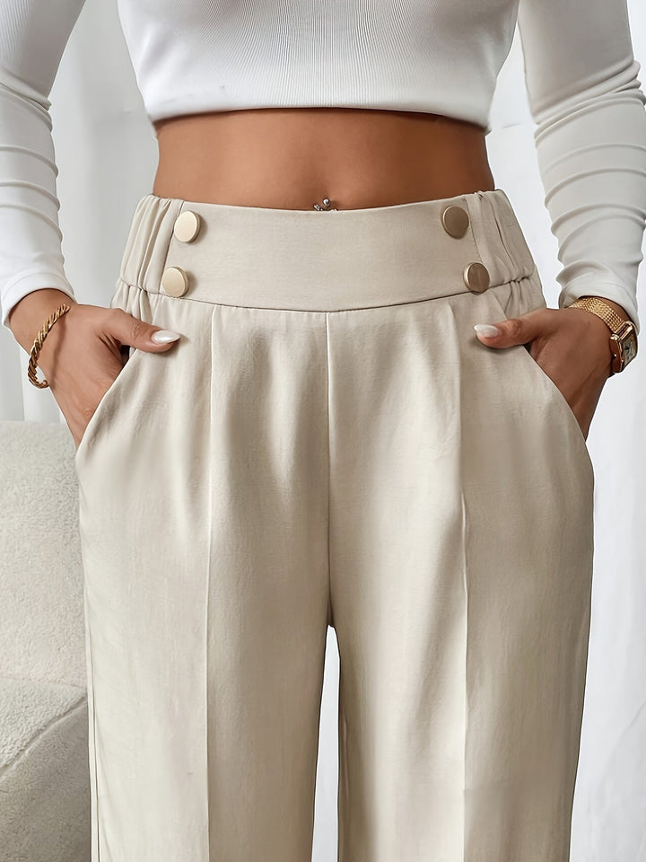 Delia button waist wide leg pants – image 4