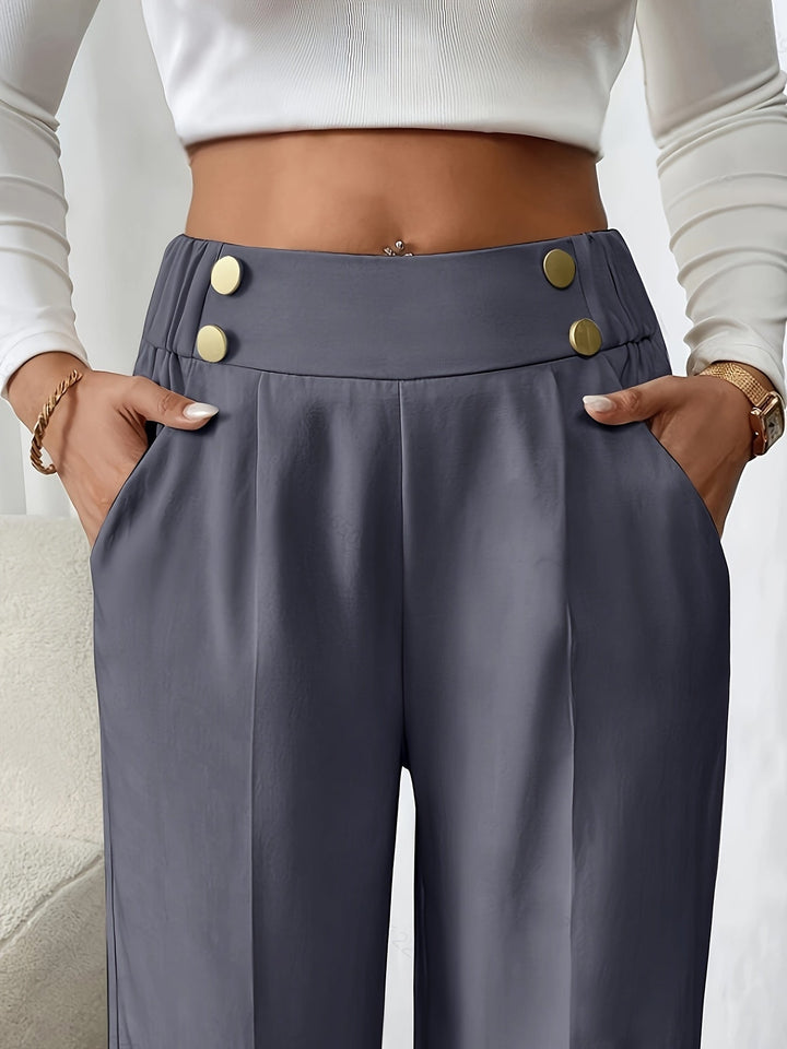 Delia button waist wide leg pants – image 8