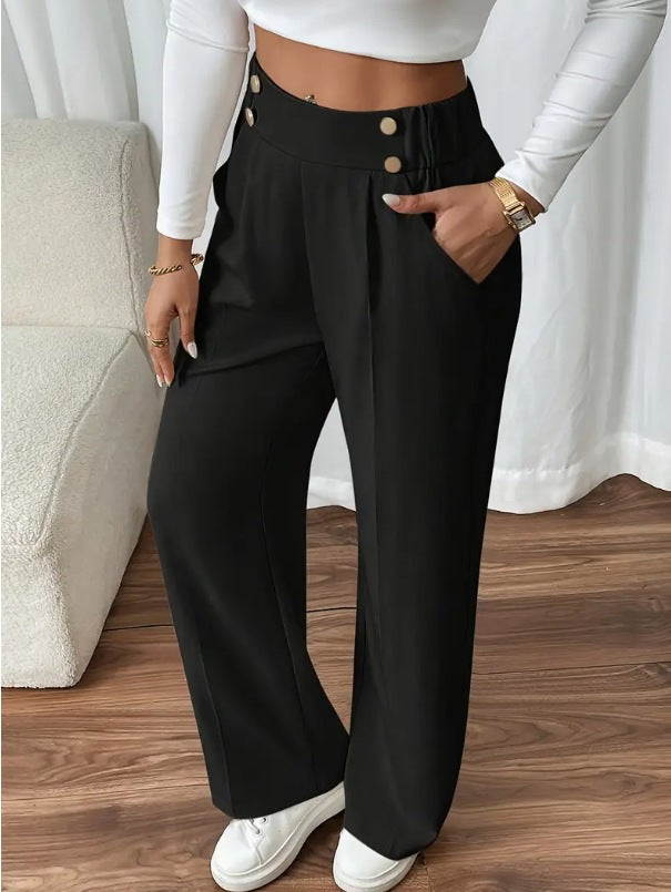 Delia button waist wide leg pants – image 10
