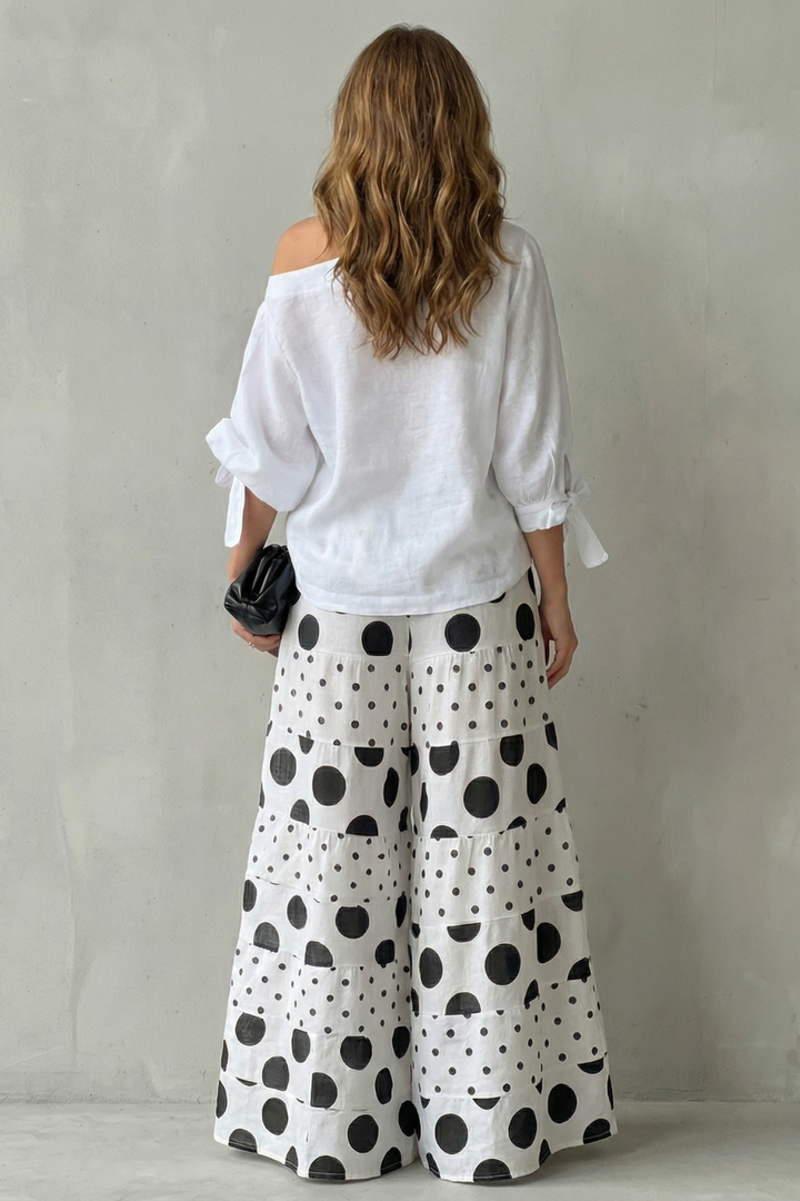 Lottie polka dot off shoulder top and wide leg pants set – image 4