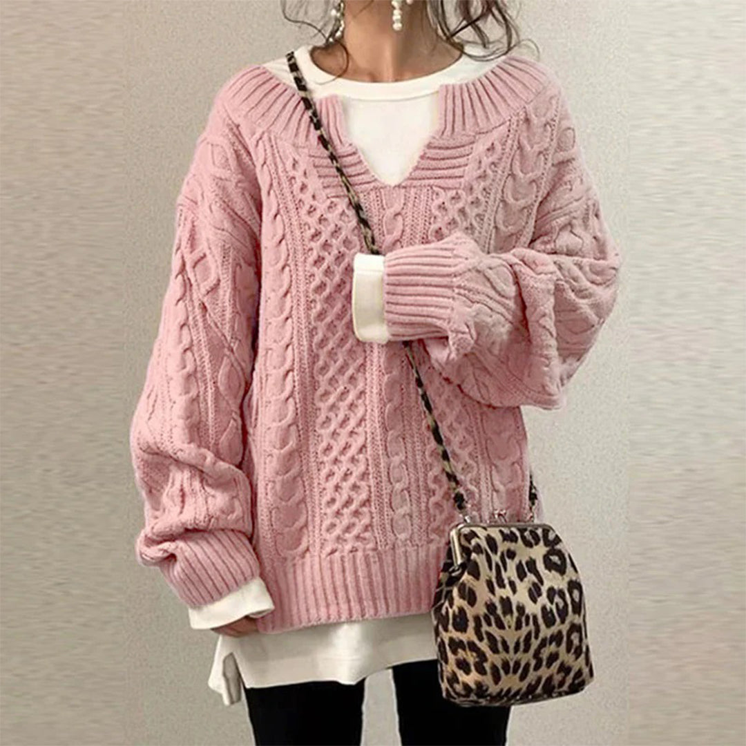 Mira classic cable knit long sleeve sweater – image 3