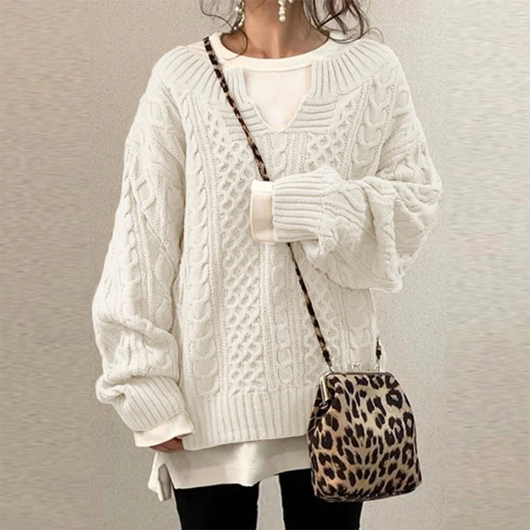 Mira classic cable knit long sleeve sweater