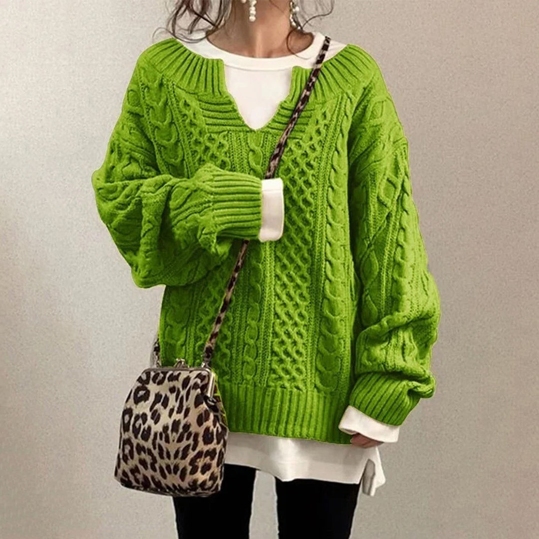 Mira classic cable knit long sleeve sweater – image 6