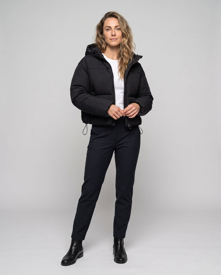 Mariana cropped hooded puffer jacket with metal zipper