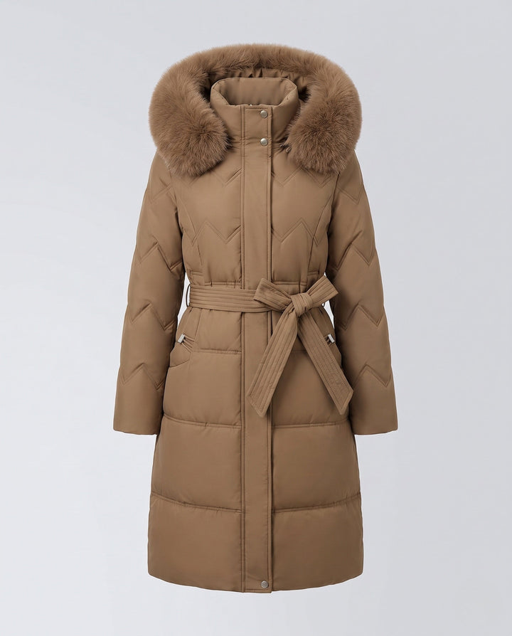 Wynn fitted puffer coat with faux fur hood – image 5