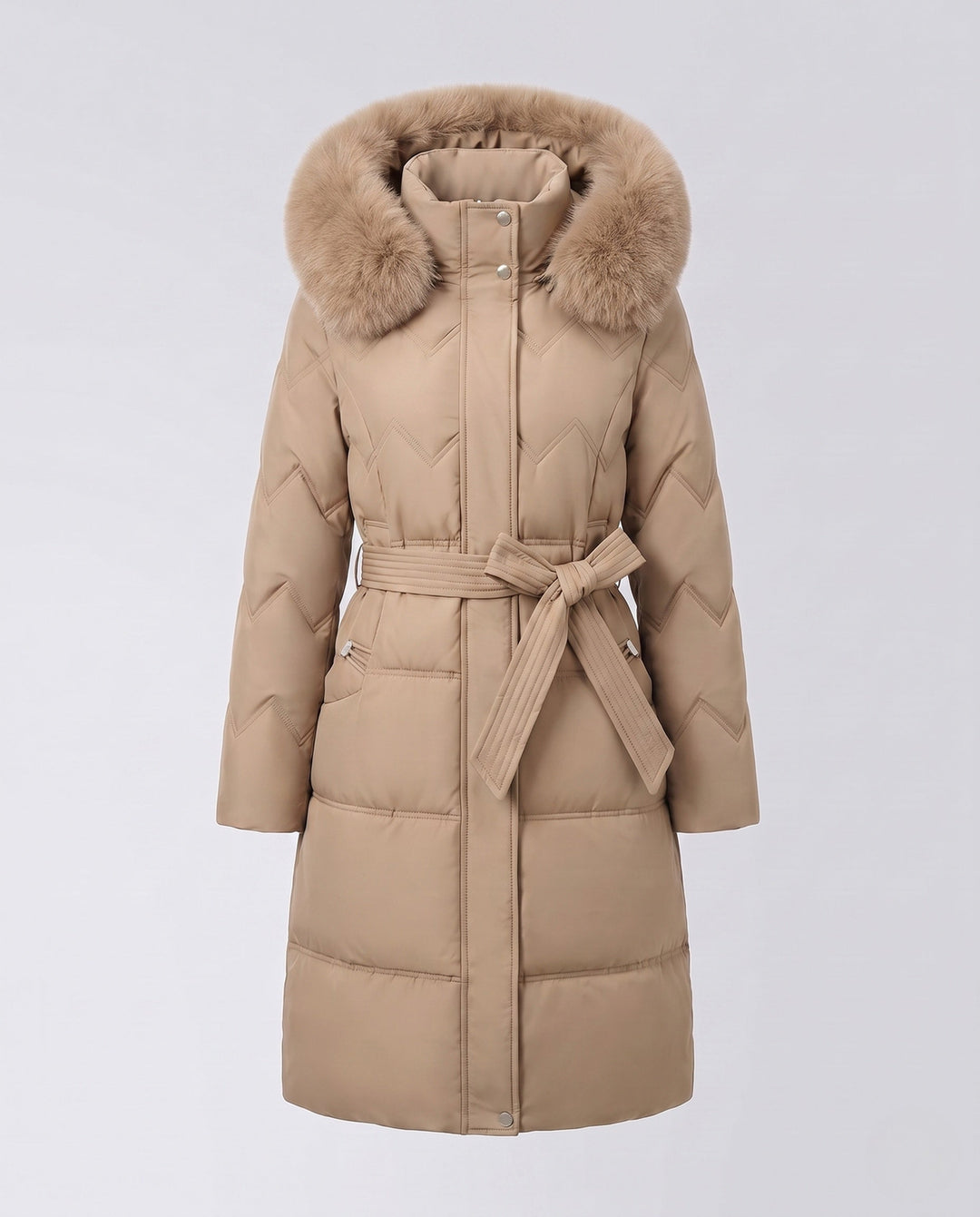 Wynn fitted puffer coat with faux fur hood – image 8