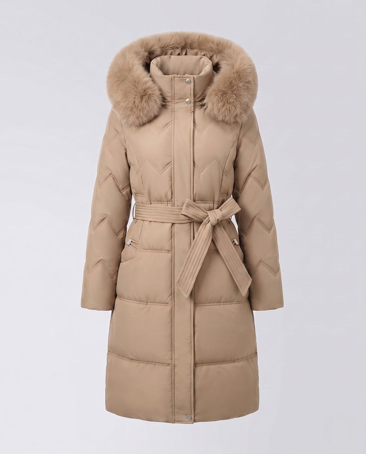 Wynn fitted puffer coat with faux fur hood – image 8