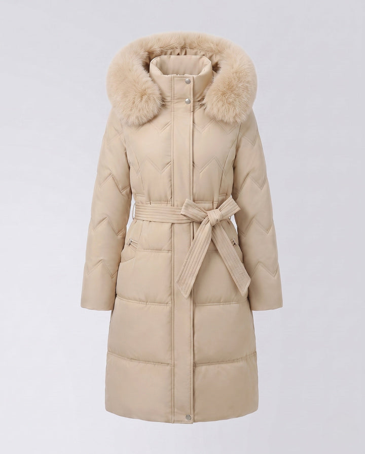 Wynn fitted puffer coat with faux fur hood – image 6