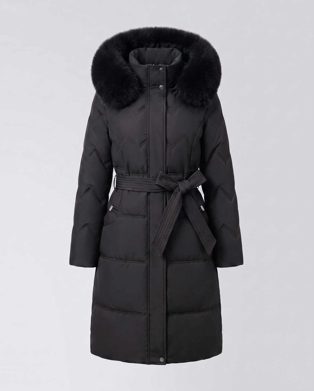 Wynn fitted puffer coat with faux fur hood – image 7